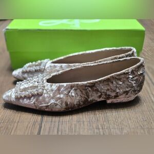 Sam Edelman Janina  Crushed Velvet Flats with Crystal Buckle NWT Women’s Size 6